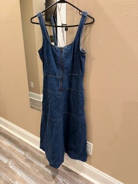 Women's Denim Zip-Front Dress in Deep Blue